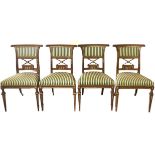 A SET OF FOUR LATE 19TH MAHOGANY RUSSIAN/BALTIC HALL CHAIRS Of Neoclassical design, with applied