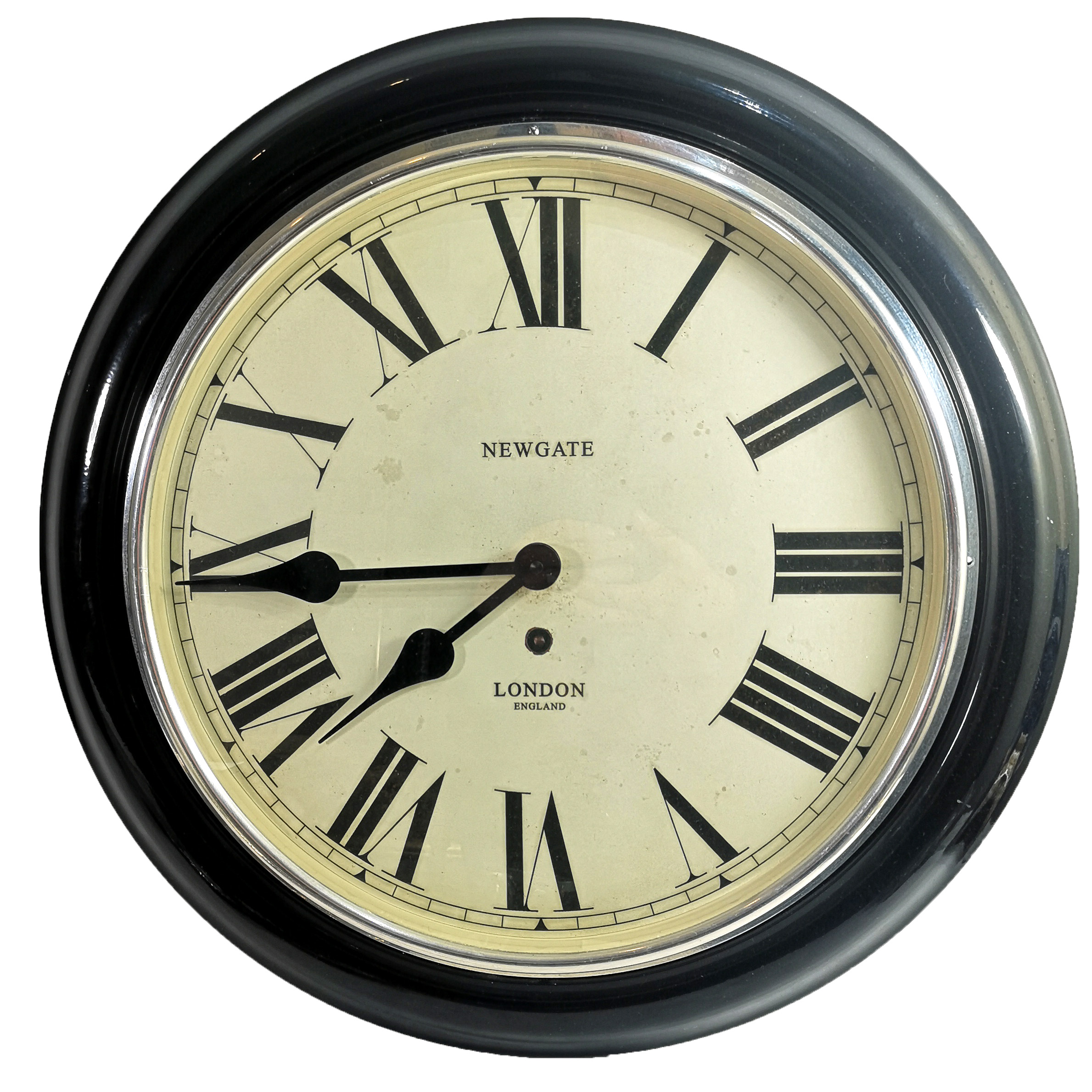 A DECORATIVE STEEL CASED CLOCK The circular dial bearing the name ‘Newgate’.