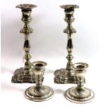 ELKINGTON & CO., BIRMINGHAM, A PAIR OF MID 19TH CENTURY VICTORIAN SILVER PLATED BALUSTER FORM
