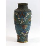 A SMALL ANTIQUE CHINESE ARCHAISTIC BRONZE CLOISONNÉ VASE Polychrome inlaid with Oriental