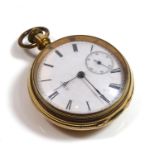 AN EARLY 20TH CENTURY AMERICAN GOLD FILLED POCKET WATCH Open face with screw mechanism, movement