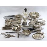 A COLLECTION OF EARLY 20TH CENTURY SILVERWARE Comprising two pairs of hallmarked pierced dishes,