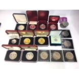 A COLLECTION OF 20TH CENTURY SILVER PROOF COMMEMORATIVE COINS Comprising three Canadian silver one