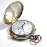 AN EARLY 20TH CENTURY QUARTER REPEATING CHRONOGRAPH GENT?S POCKET WATCH Full hunter case, engine