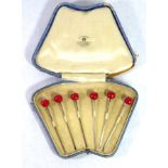 MAPPIN & WEBB, A CASED SET OF EARLY 20TH CENTURY STERLING SILVER COCKTAIL STICKS Having Bakelite