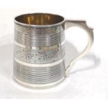 A GEORGIAN SILVET CHRISTENING MUG Engraved with Greek Key border and central band, hallmarked