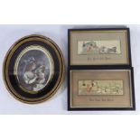 A PAIR OF VICTORIAN WOVEN SILK STEVENGRAPH PICTURES Titled 'The Good Old Days?, featuring two