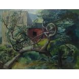 MICHAEL AYRTON, 1921 - 1975, OIL ON BOARD Titled 'Fallen Apple Tree at Clausentum ,1945', signed,