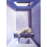 RICARDO CINALLI, B. 1948, OIL ON CANVAS Titled 'Phallus in a Geometric Interior, 2003', in