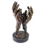 MAURICE LAMBERT, 1901 - 1964, BRONZE Titled 'Homo Sapiens', signed with initials, on circular marble