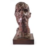 ROBERT CLATWORTHY, 1928 - 2015, BRONZE AND RED PATINA (2/9) Titled 'Head I, 1989', signed with