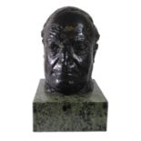 MAURICE LAMBERT, 1901 - 1964, BRONZE Titled 'Portrait Bust', signed with initials, on green marble