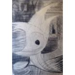 JOHN MILNE, 1931 - 1978, CHARCOAL Untitled, Sea Monsters, 1960, signed, dated verso, mounted, framed