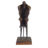 MICHAEL AYRTON, 1921 - 1975, BRONZE Titled 'Siren', unsigned, on wooden plinth. (38cm, 40cm overall)