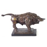 ROBERT CLATWORTHY, 1928 - 2015, BRONZE (2/8), 1964 Titled 'Bull', on wooden base. (48.5cm x 22cm,