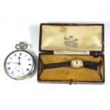 BULOVA WATCH COMPANY, AN ART DECO 9CT GOLD AND MOTHER OF PEARL LADIES' COCKTAIL WATCH Lozenge form