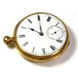 A VICTORIAN 18CT GOLD GENT'S POCKET WATCH Open face with seconds dial, movement marked 'W Clarke and