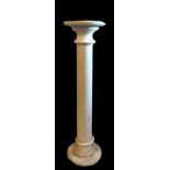 A VICTORIAN STYLE WHITE MARBLE COLUMN On stepped platform. (diameter 28cm x h 82cm)