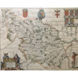 JEAN BLAEU, A 17TH CENTURY HAND COLOURED MAP ENGRAVING Titled ?Ducatus Eboracensis par Occidentalis,