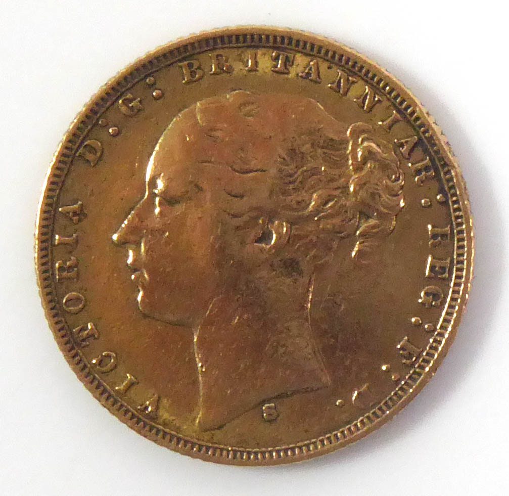 A VICTORIAN 22CT GOLD FULL SOVEREIGN COIN, DATED 1875 Bearing portrait of Queen Victoria and - Image 2 of 2