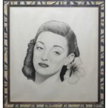 A 20TH CENTURY PENCIL PORTRAIT OF BETTE DAVIS Signed lower right ?Roy Keith?, framed and glazed. (