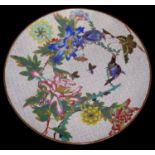 AN EARLY 20TH CENTURY CHINESE CLOISONNÉ CHARGER PLATE Decorated with exotic birds in a floral