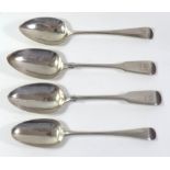 A COLLECTION OF FOUR GEORGIAN SILVER TABLESPOONS Comprising a pair hallmarked London, Thomas