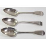 A COLLECTION OF THREE GEORGIAN EXETER SILVER TABLESPOONS Two hallmarked John Osment, 1816 and one