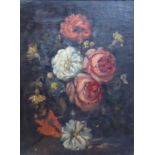 AN EARLY 20TH CENTURY OIL ON PANEL, STILL LIFE OF FLOWERS Indistinctly signed lower right, framed