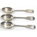 PAUL STORR, A SET OF THREE SILVER DESSERT SPOONS Fiddle pattern, hallmarked London, 1818. (approx