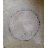 RUDOLF RAY RAPAPORT, A 20TH CENTURY OIL ON BOARD Abstract, textured circle with egg shell type