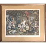 WILLIAM HOGARTH, T. COOK, A COLOURED ENGRAVING Titled ?Strolling Players?, mounted, framed and