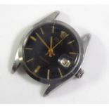 ROLEX, OYSTERDATE, A VINTAGE PRECISION GENT?S STAINLESS STEEL WRISTWATCH The black circular dial