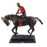 AFTER ISADORE-JULES BONHEUR, A 20TH CENTURY BRONZE STATUE, 'LE GRAND JOCKEY' With painted detail,