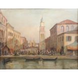 DE C PARO, AN EARLY 20TH CENTURY OIL ON CANVAS Venetian scene, signed and framed. (90cm x 72cm)