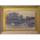 AUGUSTAS CHARLES WYATT, 1863 - 1933, WATERCOLOUR Landscape, river scene, signed lower left, in