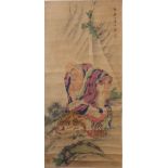 A SELECTION OF FOUR ANTIQUE AND LATER CHINESE AND JAPANESE SCROLLS To include a portrait of a