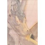 MARIA DAVIDSON, A 20TH CENTURY INK AND WASH Female nude study, signed with initials, framed and