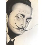 OIL ON CANVAS, PORTRAIT OF SALVADOR DALI Unframed. (74cm x 94cm)