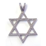 THEO FENNEL, AN 18CT WHITE GOLD AND DIAMOND STAR OF DAVID PENDANT The single row of round cut