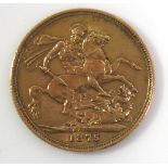 A VICTORIAN 22CT GOLD FULL SOVEREIGN COIN, DATED 1875 Bearing portrait of Queen Victoria and