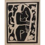 JONATHAN COLEMAN, A LIMITED EDITION (1/6) LINOCUT Standing nude, 1992, signed with initials,