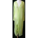 LIZA BRUCE, LIME GREEN SILK BEACH COVER UP With yellow lining (size M). A+