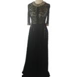 EMILIA WICKSTEAD, BLACK LACE DRESS With crystal detailed collar and cuffs. B