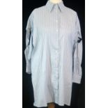 DOLCE & GABBANA, BLUE COTTON SHIRT With white stripes, black braces along back and sleeves (size