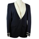 GIORGIO ARMANI, BLACK COTTON JACKET With two faux front pockets, silk lined, white collar, one