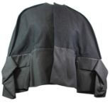 RICK OWENS, BLACK COTTON JACKET With angel sleeves and hidden buttons along middle, with price