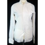 CHRISTIAN DIOR, WHITE COTTON SHIRT With white buttons along front, folded cuffs (size 37). B