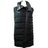 KARL LAGERFIELD, BLACK POLYESTER COAT With tweed front, back and high collar, sleeveless, filled