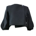 STELLA MCCARTNEY, BLACK WOOL SHORT JACKET With circular flounce sleeves, black geometric single